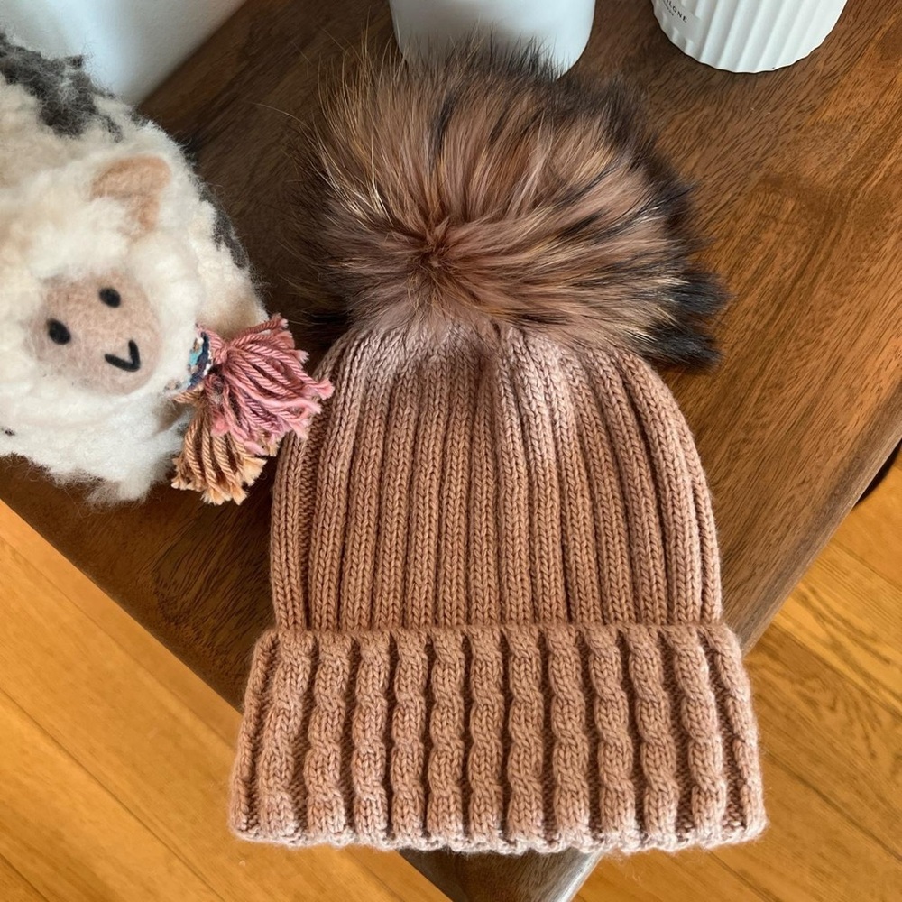 Cable Knit Beanie with Pom Pom